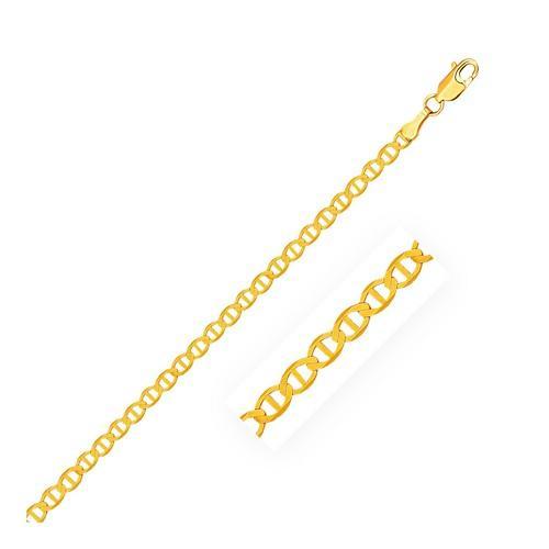 3.2mm 14k Yellow Gold Mariner Link Anklet, size 10''