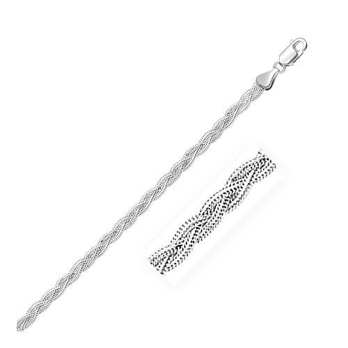 3.5mm 14k White Braided Foxtail Anklet, size 10''