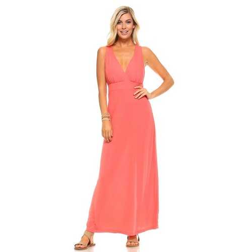 Women's Halter Maxi Dress with Cross Back Straps