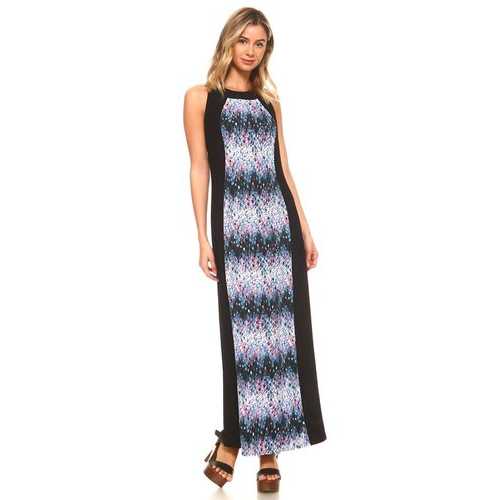 Women's Sleeveless Color Block Maxi Dress