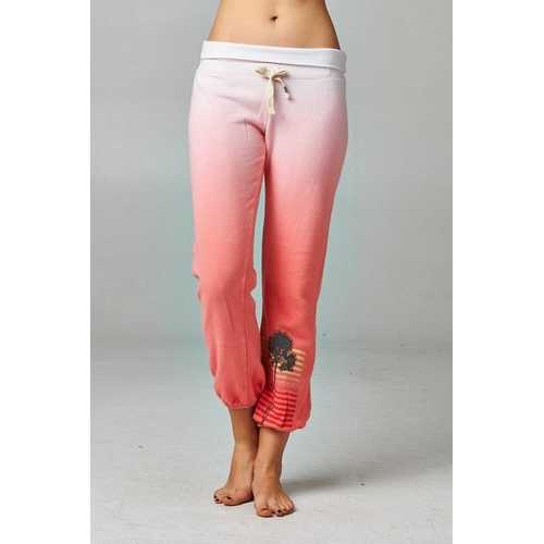 Women's Fold-over Waistband French Terry Dip Dye Screened Sweatpants